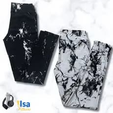 2x Calça Legging (Tamanho  P) Yoga Cross Fit Academia Levanta Bumbum Fitness Marmorizada Cintura Alta Confortavel