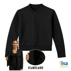 Casaco Feminino de Inverno com Zíper – Jaqueta Flanelada para Academia e Esporte