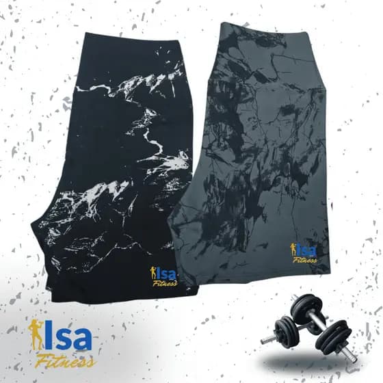 Kit 2 Shorts Feminino Cintura Alta Marmorizado Roupa Academia Cross Tie Dye Zero Transparencia