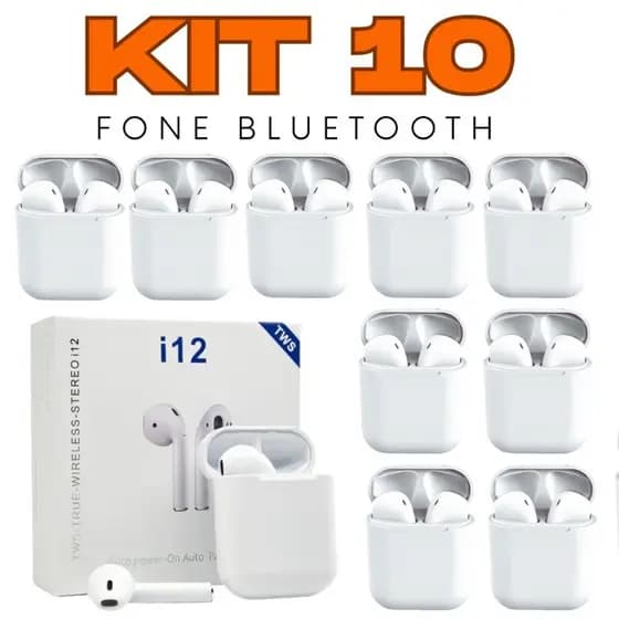 Kit 5/10 Fones Ouvido Bluetooth i12 Sem Fio Atacado Tws 5.0 Estéreo Lançamento Android Ios Boa qualidade de som