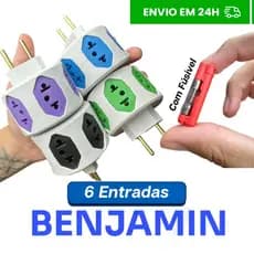Adaptador de Tomada 6 Entradas 10A/20A Pino Maciço Resistente Com Fusível Tomadas Coloridas Fácil de usar