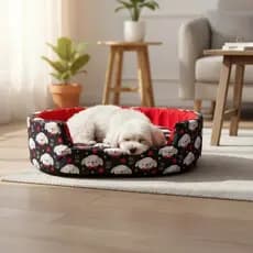Cama Para Cachorro e Gato Caminha Redonda Europa Estampada Pets Até 10Kg Confortável