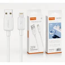Cabo Lightning para iPhone 25W 1 Metro Carregamento Rápido USB Reforçado Alpha Gold Plus