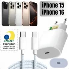 Carregador Tipo C Android e iPhone 15 e iPhone 16 25w Turbo cabo ultra resistente