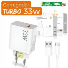 Carregador Completo Turbo Power Para Xiaomi Redmi Poco Cabo USB + Cabo Tipo C 33W Original
