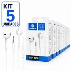 Kit 5 Unidades Fone de Ouvido P2 P3 3.5mm Com Microfone e Fio Atacado Revenda
