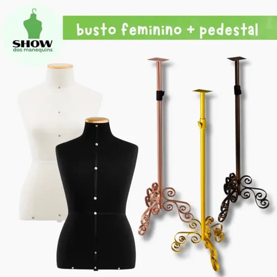 Busto Manequim Feminino com Pedestal Vintage – Ideal para Exposição e Costura