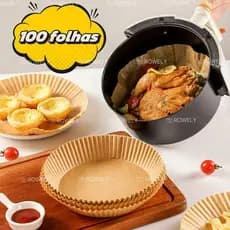 Kit 100 Forma De Airfryer Descartável Redondo Antiaderente Para Cozimento Papel Fritadeira Cozimento
