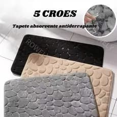 Tapete Antiderrapante Absorvente com Textura de Seixo 60×40cm para Banheiro de Secagem Rápida de 1/2/3pç