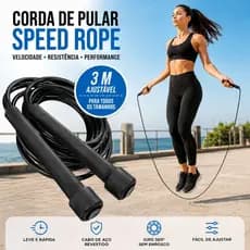Corda Pular Speed Rope Preta Aço PVC 3m MIG Profissional Rolamento Crossfit Funcional Cardio Academia MMA