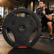 Anilha 5/10kg Pegadas Anatômicas Grip Emborrachada Barra Halter MIG Musculação Peso Academia Treino Carga Crossfit