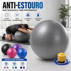 Bola Pilates Suíça Fitball 55 65 75cm MIG Yoga Fisioterapia Abdominal Ginástica Anti-Estouro + Bomba
