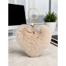 Chaveiro Feminino de Coração Pelúcia Dourado Criativo Charme Para Bolsa Mochila Chaves Original