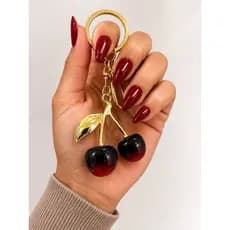 Chaveiro Feminino de Cristal Cereja Dourado Pingente Criativo Para Bolsa Mochila Chaves Original
