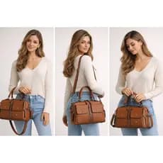 Bolsa de Ombro Feminina Transversal Baú Media Espaçosa Casual Sofisticado Couro Premium - Lançamento 2026