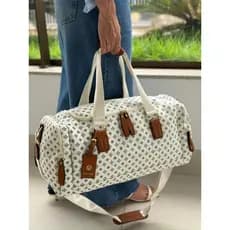 Bolsa e Mala de Viagem Feminina Grande Couro Premium Com Alça de Mão e Ombro Espaçosa Reforçada Estampada - Lançamento