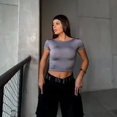 Cropped Costa Nua Suplex Premium Feminina Ombro a Ombro manga curta Baby Tee Liso Básic Tecido Duplo