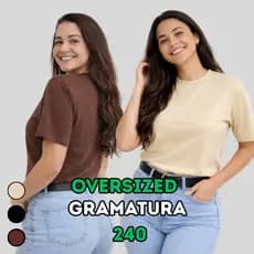 Camiseta Feminina Oversized Gramatura 240 Algodão Premium Grossa Confortável Modelagem Ampla