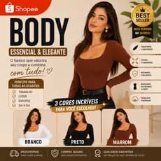 Body Feminino  Manga  Longa  e Body  Decote body  Quadrado body  Segunda  Pele  Justo e  Confortável