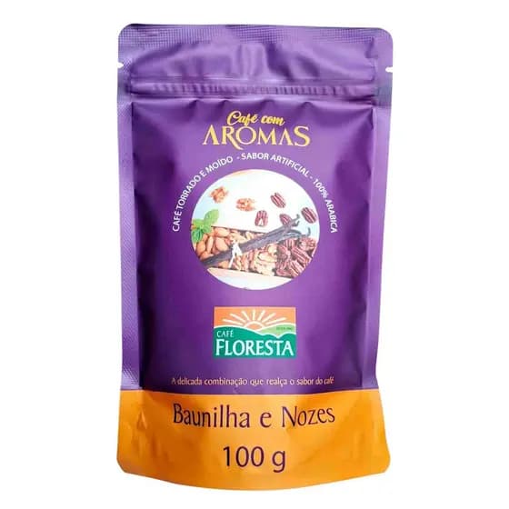 Cafe Gourmet Em Pó Moído Sabor Baunilha Com Nozes 100g Aromatizado 100% Arábica