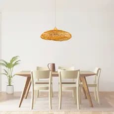 Luminaria Pendente de Bambu entrelaçado Lustre Rustico Natural Artesanal E27