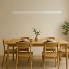Luminaria Pendente de Teto Linear Focal Branco 4000K 24W Bivolt 120cm Salas Area Gourmet Comercio