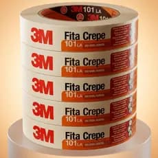Kit 5 Fita Crepe 3M 101LA 24x50m - Pintura Imobiliária e Automotiva Sem Deixar Resíduos