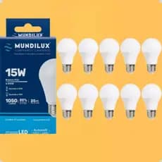Kit 10 Lâmpadas Led Bulbo 15w Branco Frio 6500k E27 Mundilux Bivolt