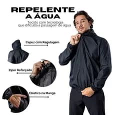 Kit 3 Corta Vento Masculina Impermeável Semi Forrada PRETO