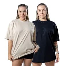 Kit 2 Camiseta Oversized Femininas Algodão Premium Academia & Casual