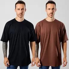 Kit 2 Camiseta Algodão Oversized Básica Streetwear Unissex