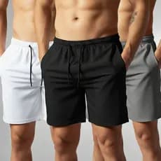 Kit 3 Peças Shorts Masculinas Reforçadas Tactel Caminhada Academia Piscina Praia Com Bolsos Homem
