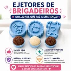 Kit 3 Ejetores de Brigadeiro Chá de Bebê Chá Revelação Modelador de Docinhos Molde Confeitaria