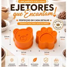 Kit 2 Ejetores Modeladores de Brigadeiro Ursinho e Pata Ursinho Docinhos Confeitaria