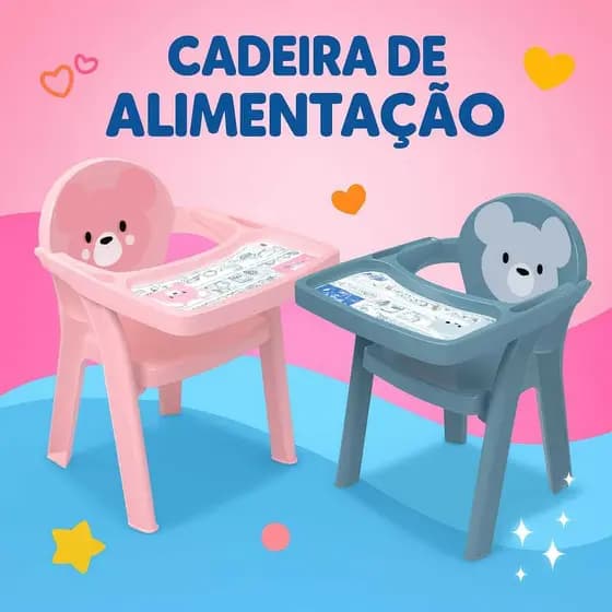 Cadeira De Alimentação Infantil Poltrona Refeição Portátil Plasutil Com Bandeja Para Colorir Bebê