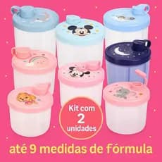 Kit Com 2 Porta Leite Em Pó Com 3 Compartimentos Dosador De Fórmula Com Medidas