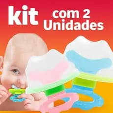 Kit Com 2 Mordedor Buba Em Formato De Chupeta Massageador De Gengiva