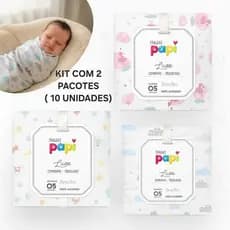 Kit 10 Fraldas Luxo 70x67cm Com Bainha Estampada para Bebê