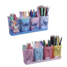 Kit 5 Pecas  Porta Canetas Potinhos Decorados  4 Potes  E Bandeja Canetas Lapis Pratico Decorativos Porta Trecos Mesas