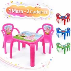 Kit Com 1 Mesinha  Infantil Com 2 Cadeiras Para Lanche Estudo Mesinha Infantil Atividades