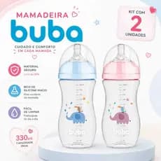 Kit 2 Mamadeiras Buba Bebe Easy Flow Anticolica Sistema 2 Valvulas  Evita Gases Mamadeira Bebe