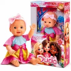 Boneca Menina Duda Laço E Vestido Colorido Lançamento - Bee Toys -