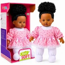 Boneca Negra Colecao Hair Soft Corpo de Pano Super Macia Milk Brinquedos