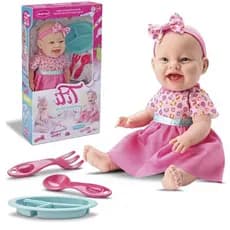 Boneca Titi Papinha Com Acessórios Pratinho Colher Garfinho - Menina Bambola