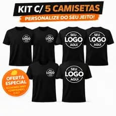 Kit 5 Camisetas Personalizadas 100% Algodão Estampa DTF Profissional Sua Logo ou Arte Alta Qualidade