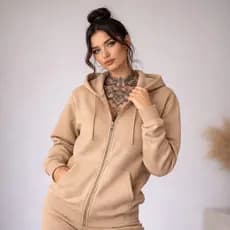 Jaqueta Moletom Feminina Blusa Zíper com Capuz Bolso Canguru Flanelado Casaco Agasalho