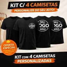 Kit 4 Camisetas Personalizadas 100% Algodão Premium Sua Logo Foto ou Frase EM DTF Alta Definição