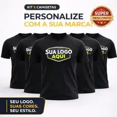 KIT-5 CAMISETAS C/ESTAMPAS PERSONALIZADAS UNISSEX 100%ALGODÃO SUA ART LOGO UNIFORME OU FOTO DESEJADA