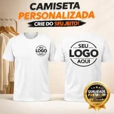 Camiseta Personalizada 100% Algodão Premium Sua Logo Foto Frase Estampa DTF Alta Definição unissex