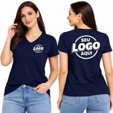 kit 3 Camisas Femininas Babylook Personalizada Gola V Ombro a Ombro 100% algodão T-SHIRT UNIFORME